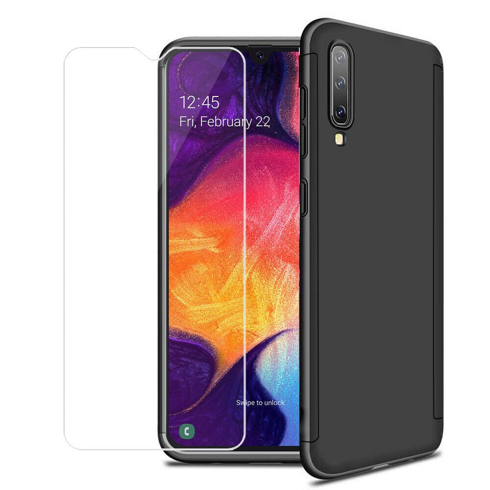 Husă Full Cover 360° pentru Samsung Galaxy A70 (față + spate + sticlă), neagră 1