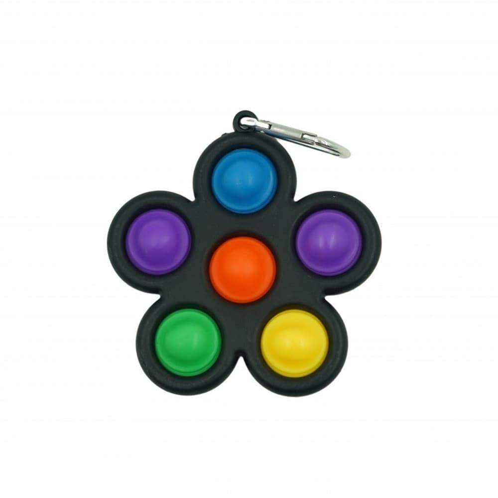 Jucarie antistres tip Pop It!, Fidget Toy, cu breloc, model floare, negru 1