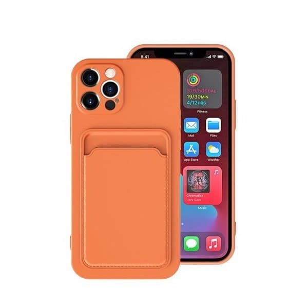 Husa protectie cu suport card compatibila cu Samsung Galaxy A72 Portocaliu 1