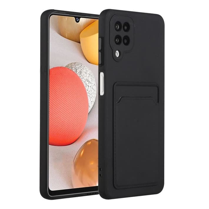 Husa protectie Card Case pentru Samsung Galaxy A12, buzunar pentru carduri/cartele, neagra 1
