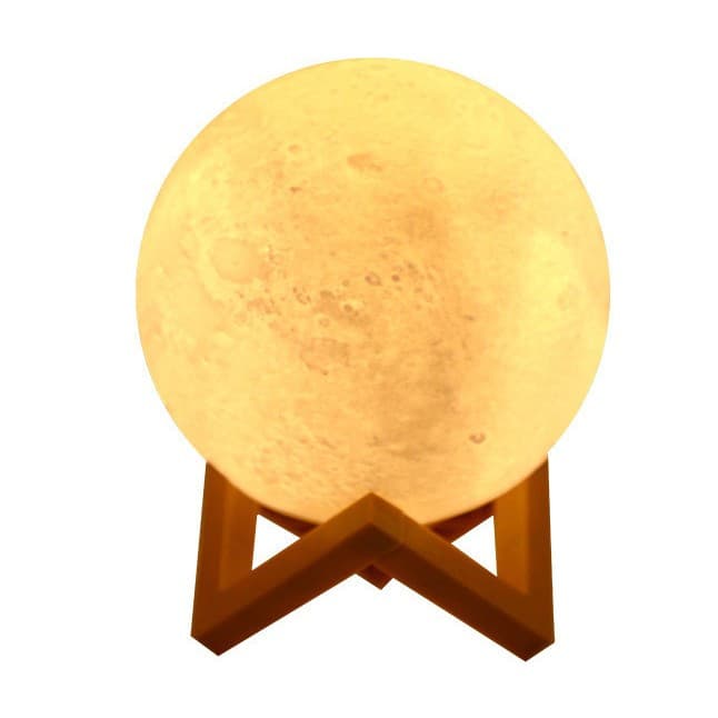 Lampa de veghe luna, culori, lumina LED alb cald, alimentare baterii, stand din plastic, 15 cm 1