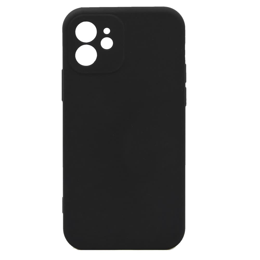 Husa Apple iPhone 12, Luxury Silicone, catifea in interior, protectie camere, negru 1
