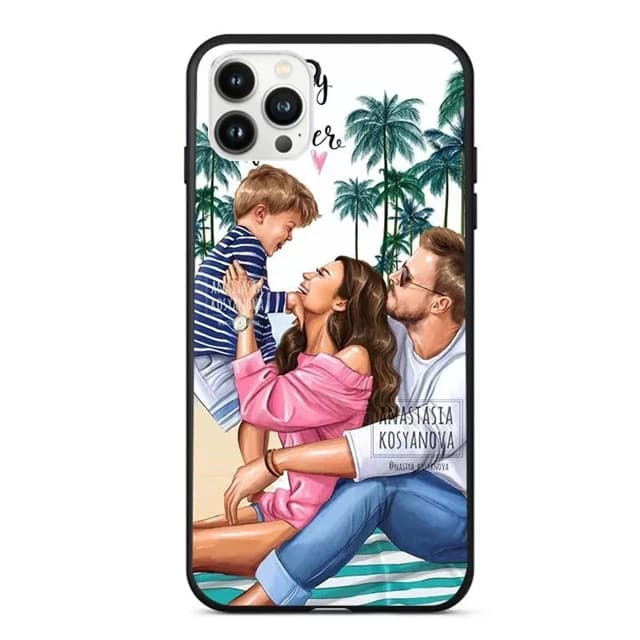 Husa Apple iPhone 12 Pro, Printed Glass, sticla + TPU, model Family is Forever 1