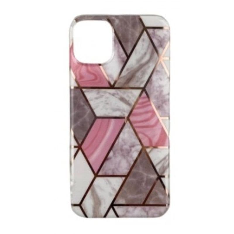 Husa protectie compatibila cu Huawei P Smart 2021 Soft IMD TPU Marble Geometric Alb 1