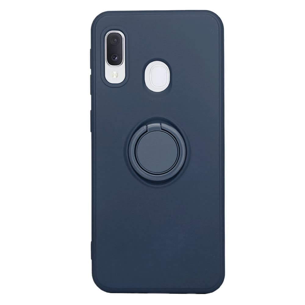 Husa Samsung Galaxy A20e, Ring Silicone, inel rotativ, catifea in interior, albastra 1