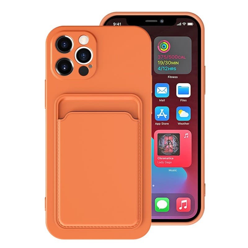 Husa Apple iPhone 12 Pro, Card Case, suport pentru carduri/cartele, portocalie 1