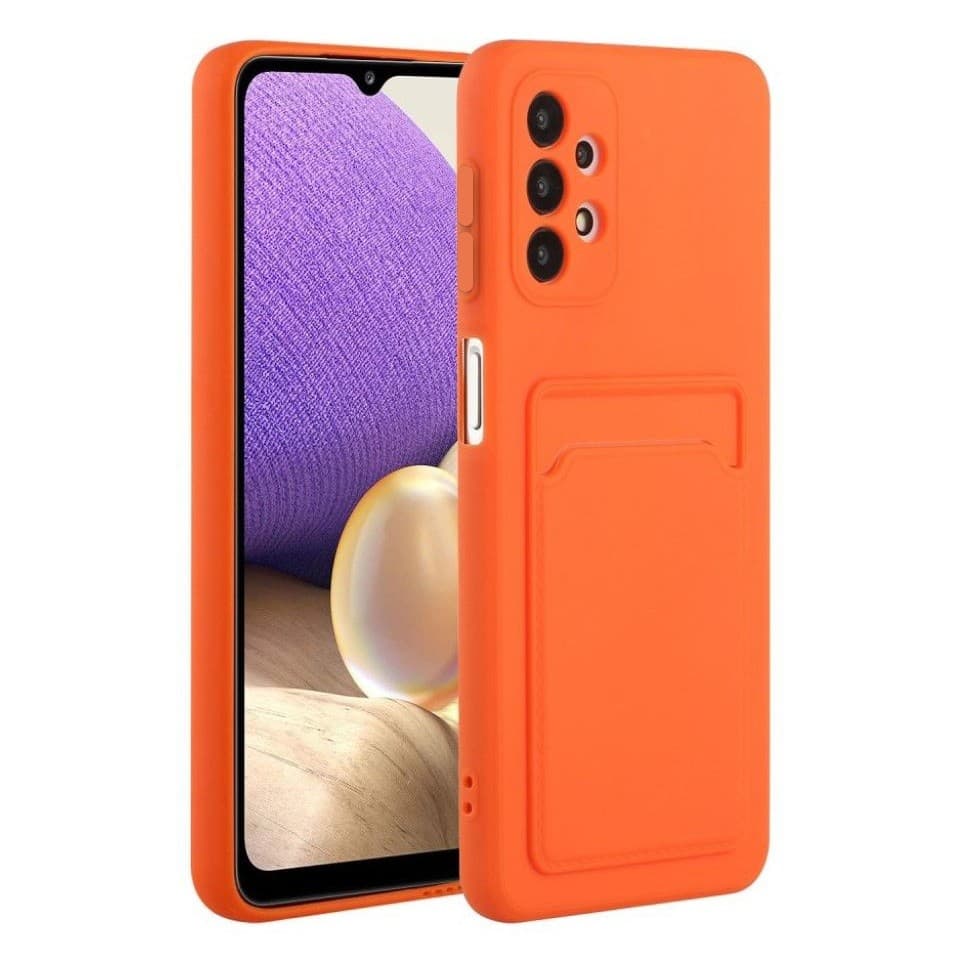 Husa protectie Card Case pentru Samsung Galaxy A52 / A52s, buzunar pentru carduri/cartele, portocalie 1