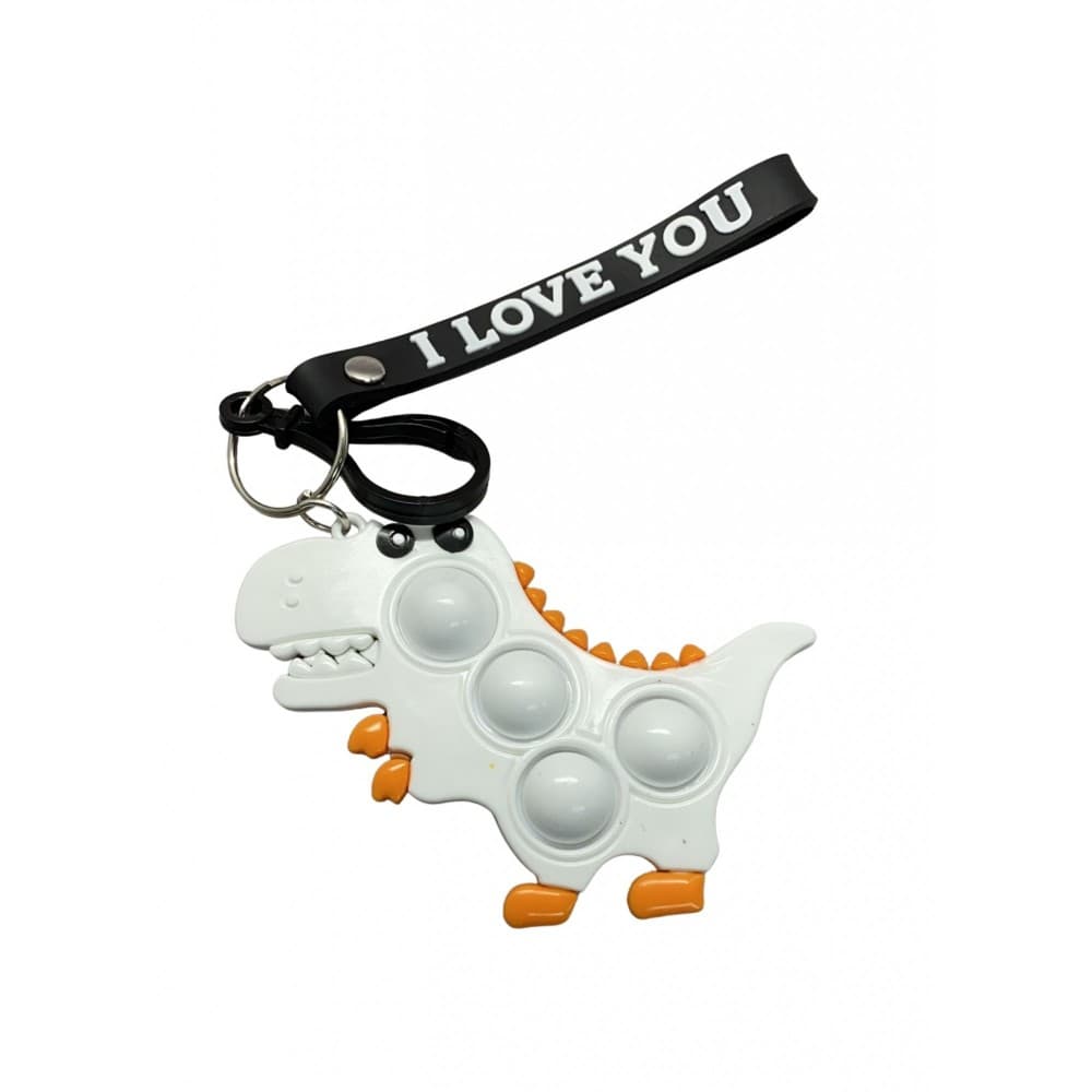 Jucarie antistres tip Pop It!, Simple Dimple, din silicon, cu breloc, model dinozaur, alb 1