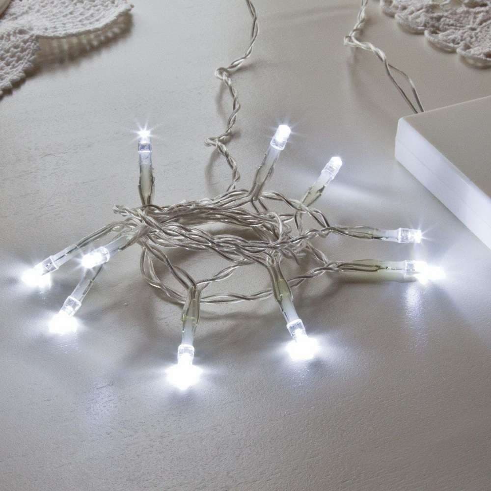 Instalatie de Craciun cu Baterii Tip Liniar, 2 jocuri de lumini, Fir Transparent 3 m 30 LED -uri, Alb Rece 1