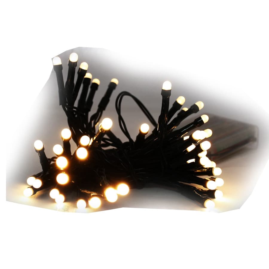 Instalatie de Craciun cu baterii tip liniar, 2 jocuri de lumini, fir verde 1 m 10 LED -uri, alb cald 1
