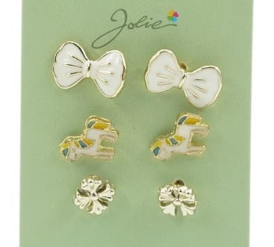 Set 3 perechi cercei, colectia Jolie - Fundita, Unicorn, Floare 1