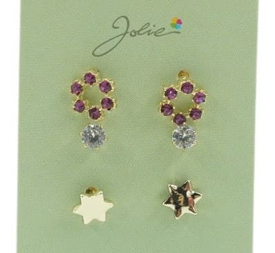 Set 3 perechi cercei, colectia Jolie - Cerc, Piatra, Stea 1