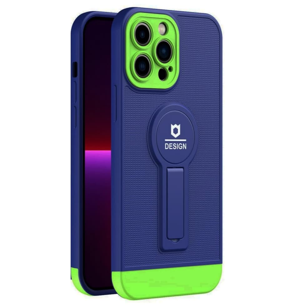 Husa Apple iPhone 11, Armor Design, functie stand, insertie metalica pentru suport auto magnetic, albastru 1