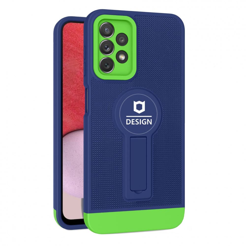 Husa Samsung Galaxy A13 4G, Armor Design, functie stand, insertie metalica pentru suport auto magnetic, verde/albastru 1