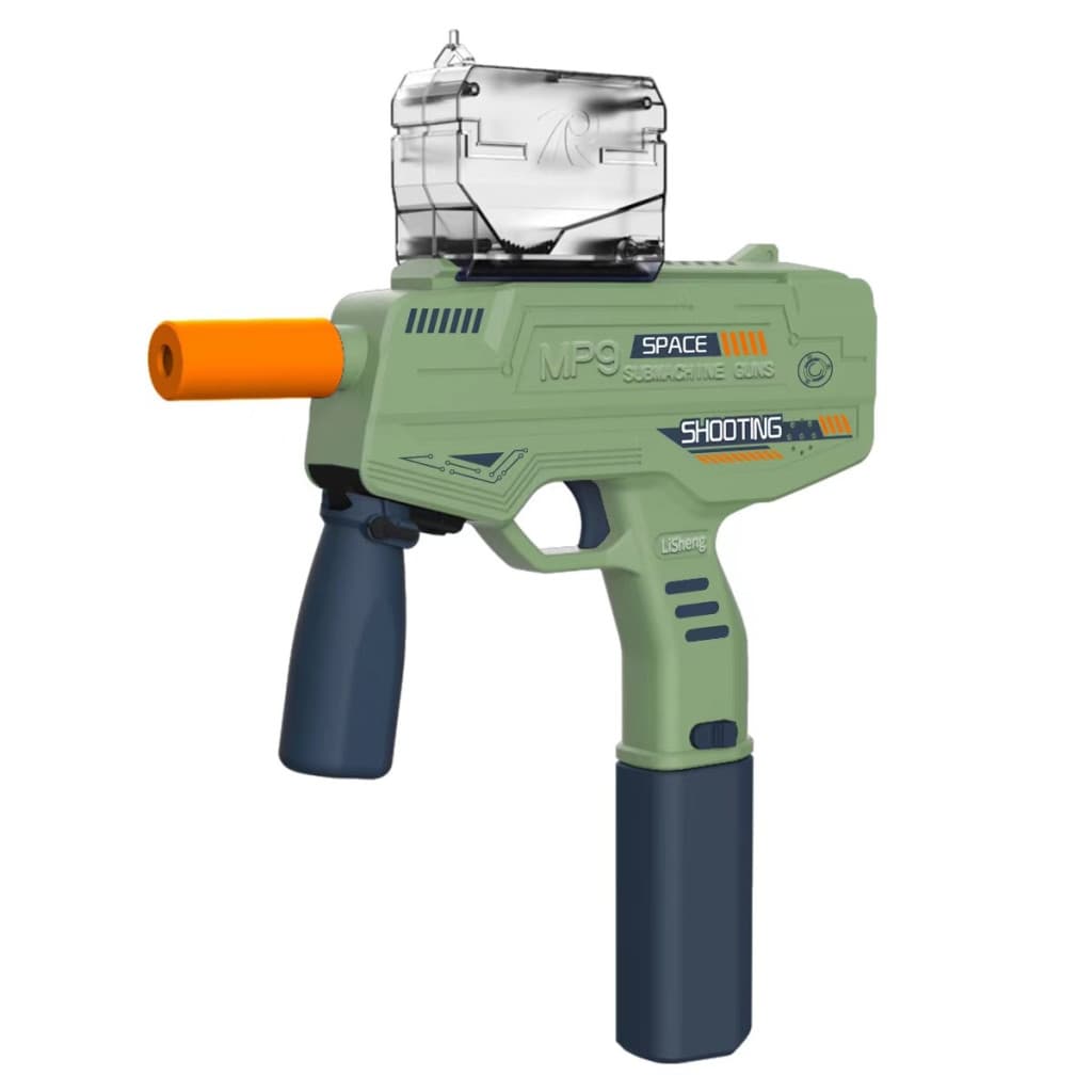 Mitraliera de jucarie cu bile de hidrogen de gel, electrica, 5000 bile incluse, ochelari protectie, MP9, verde 1