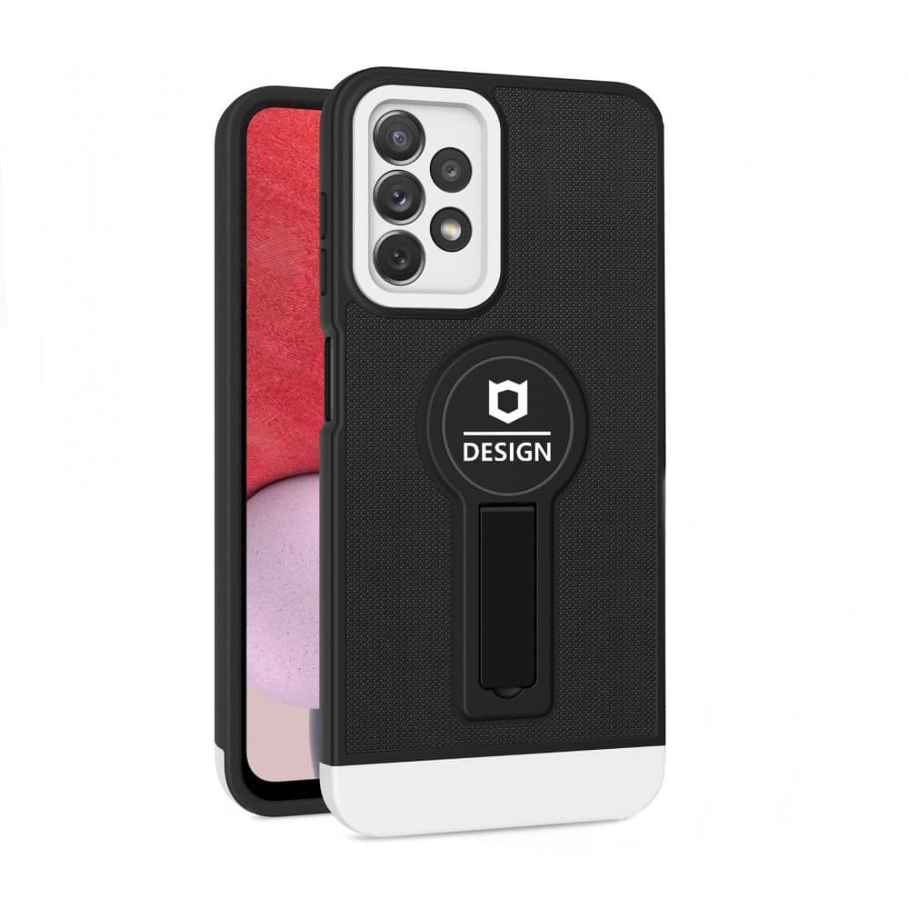 Husa Samsung Galaxy A13 4G, Armor Design, functie stand, insertie metalica pentru suport auto magnetic, negru/alb 1