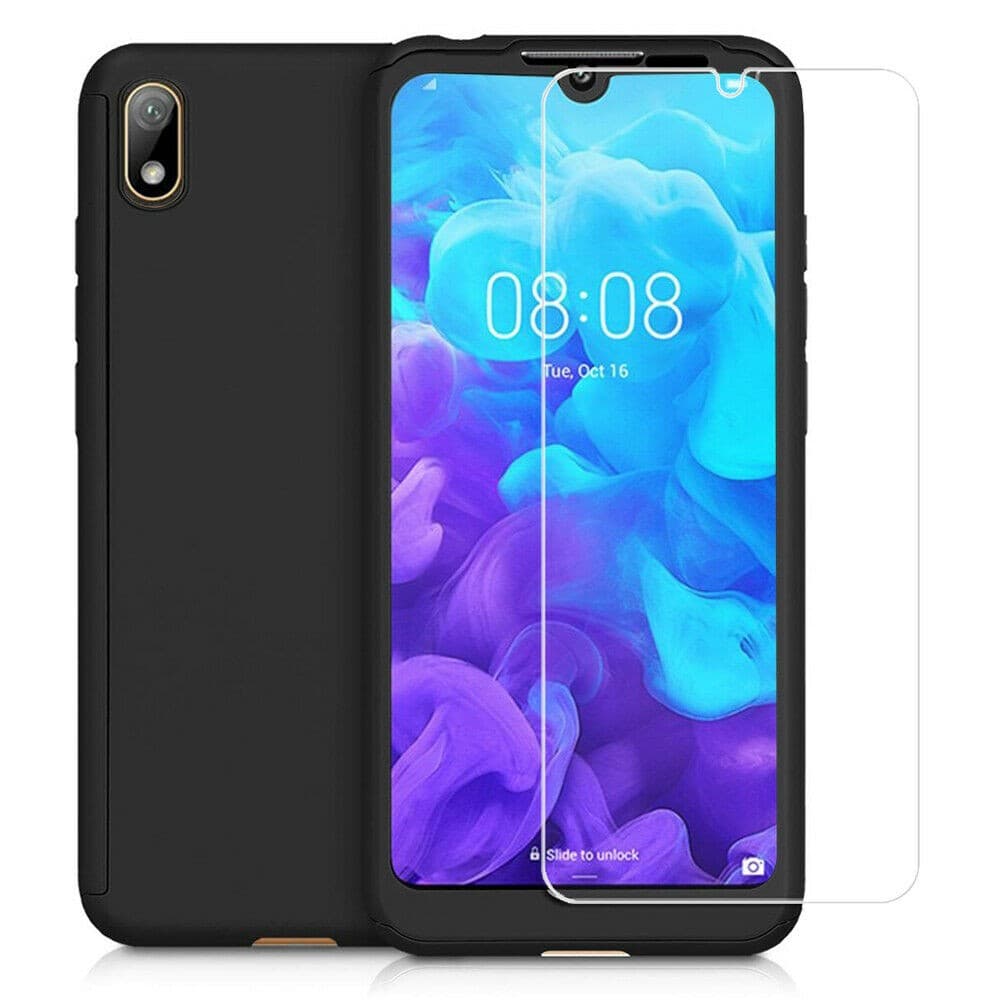 Husă Full Cover 360° pentru Huawei Y5 2019 (față + spate + sticlă), neagra 1