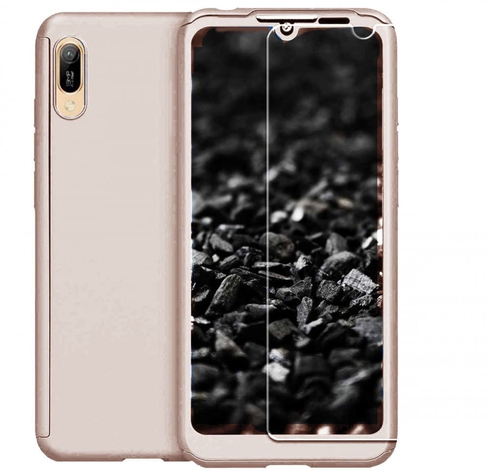 Husă Full Cover 360° pentru Huawei Y5 2019 (față + spate + sticlă), aurie 1