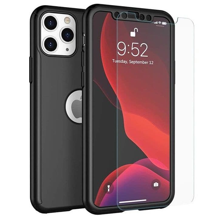Husă Full Cover 360° pentru Apple Iphone 11 (față + spate + sticlă), neagră 1