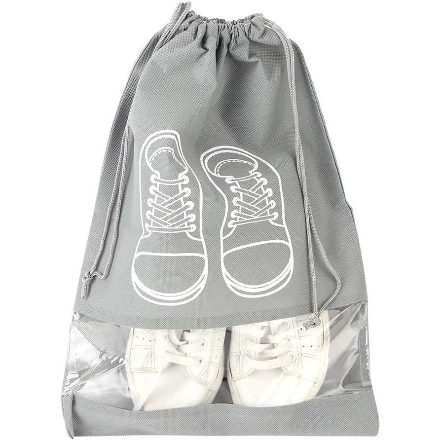 Sac depozitare incaltaminte, pentru voiaj sau depozitare, rezistent la praf, compatibil cu masina de spalat, 27 x 36 cm, gri deschis 1