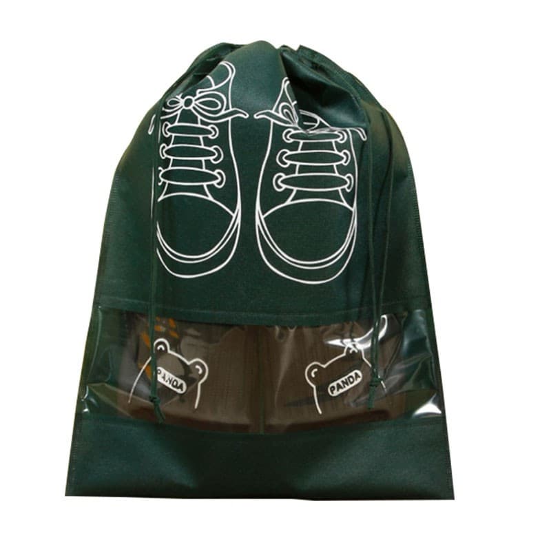 Sac depozitare incaltaminte, pentru voiaj sau depozitare, rezistent la praf, compatibil cu masina de spalat, 27 x 36 cm, verde inchis 1
