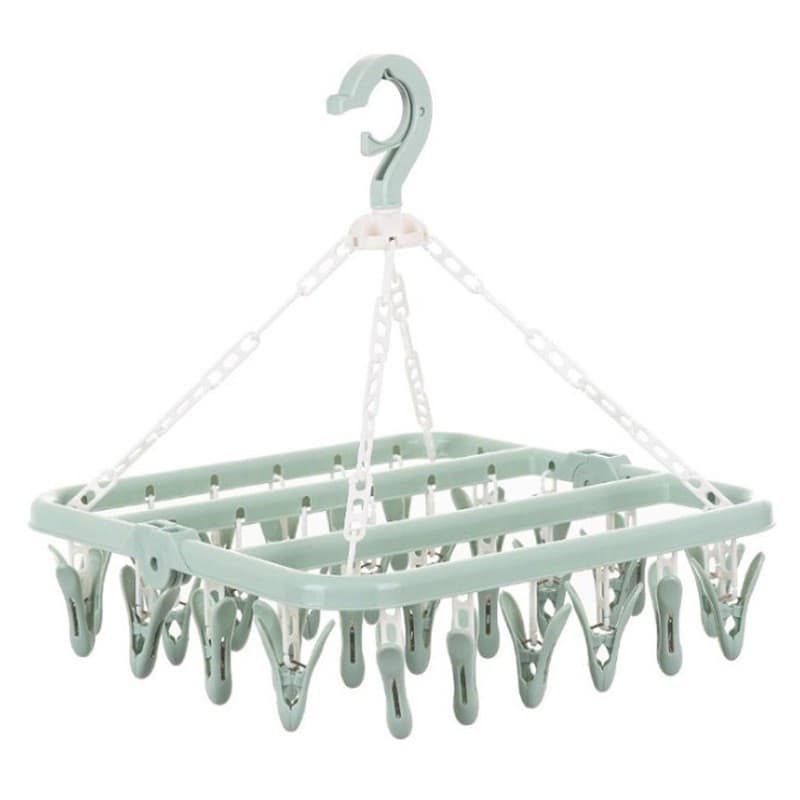 Uscator de rufe, 32 de cleme, Plastic, Pliabil, rotire 360 grade, 32x32 cm, Verde 1