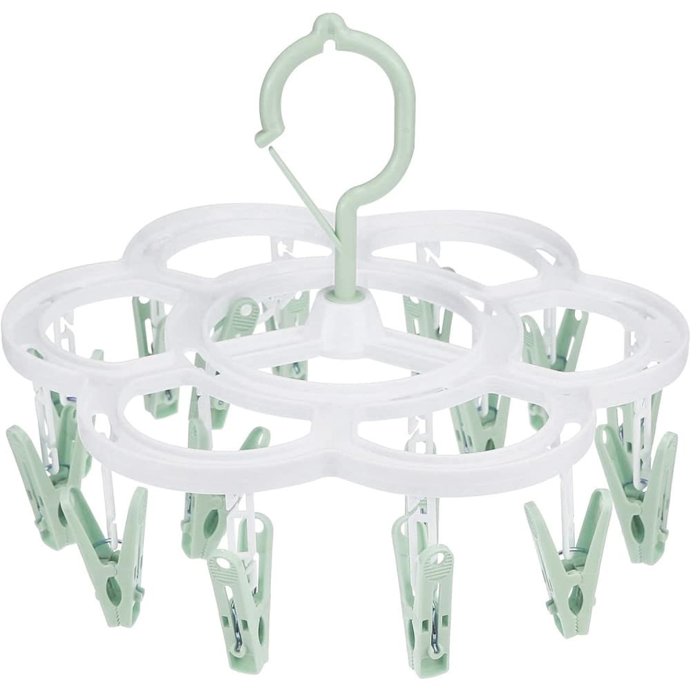 Uscator de Rufe Suspendat, 16 Carlige, Rotire 360 Grade, plastic, Usor de Depozitat, Multifunctional, 26 x 21 cm, Verde 1