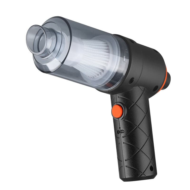 Aspirator portabil cu acumulator, tip pistol 2 in 1, suflare si aspirare, Incarcare USB, pentru casa si masina, autonomie 30 min, negru 1