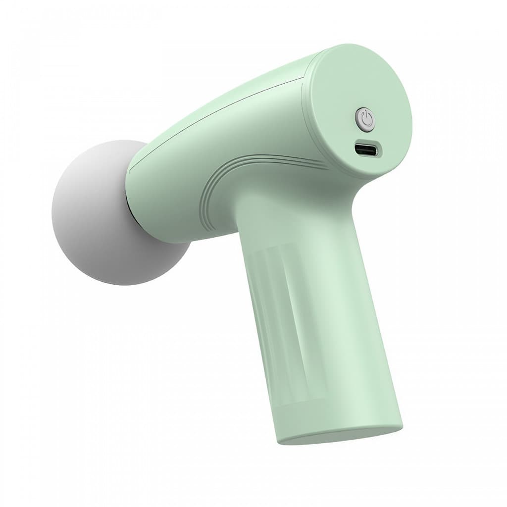 Mini aparat de masaj tip pistol, Incarcare USB Tip C, pentru relaxare musculara, autonomie 120 min, 3 viteze, verde 1