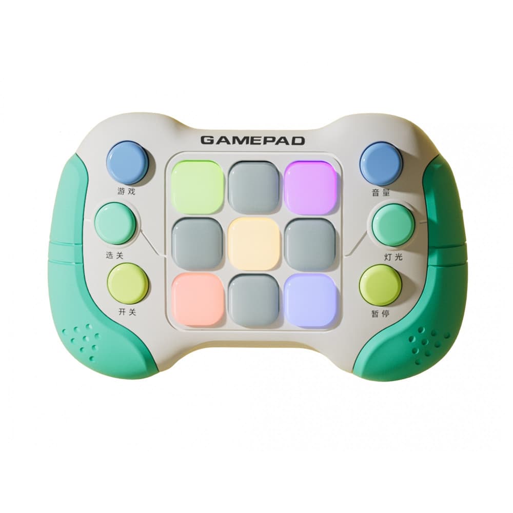 Jucarie Interactiva tip consola Pop It, 6 butoane functionale, 5 Moduri de Joc, 600 Niveluri, +3 ani, verde/gri 1