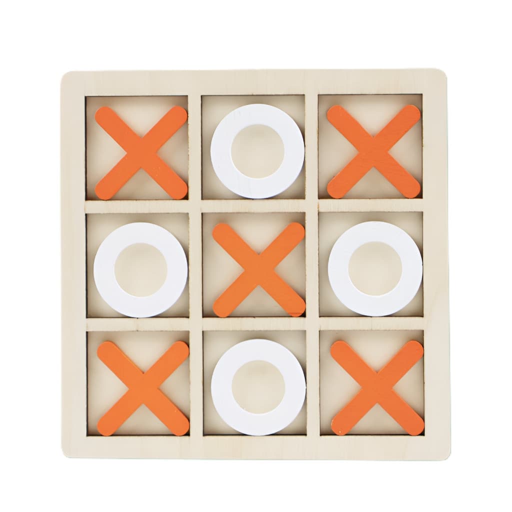 Jucarie tip Montessori "X si O", 9 piese, lemn, portocaliu/alb 1