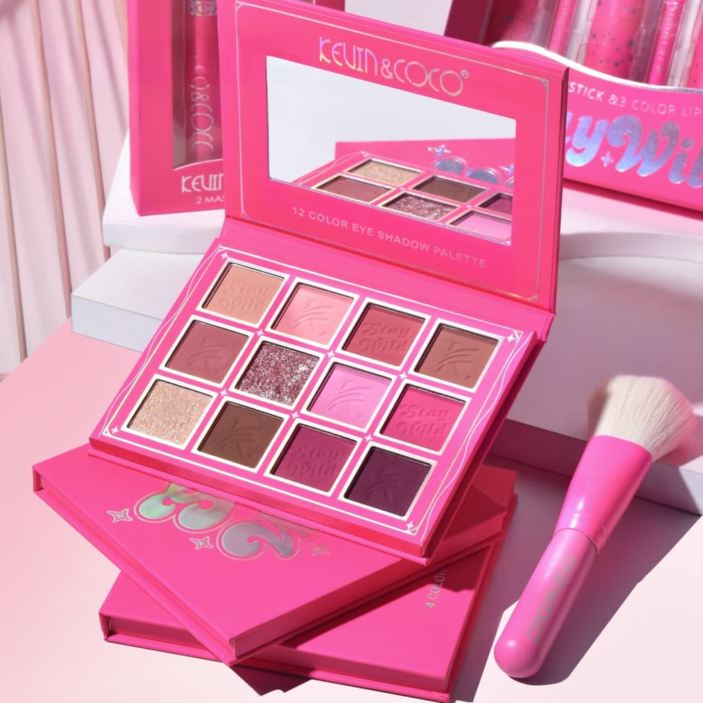 Paleta de machiaj KEVIN & COCO, Stay Wild, fard de pleoape, 12 culori, 13.6 x 10.4 x 0.9 cm 1