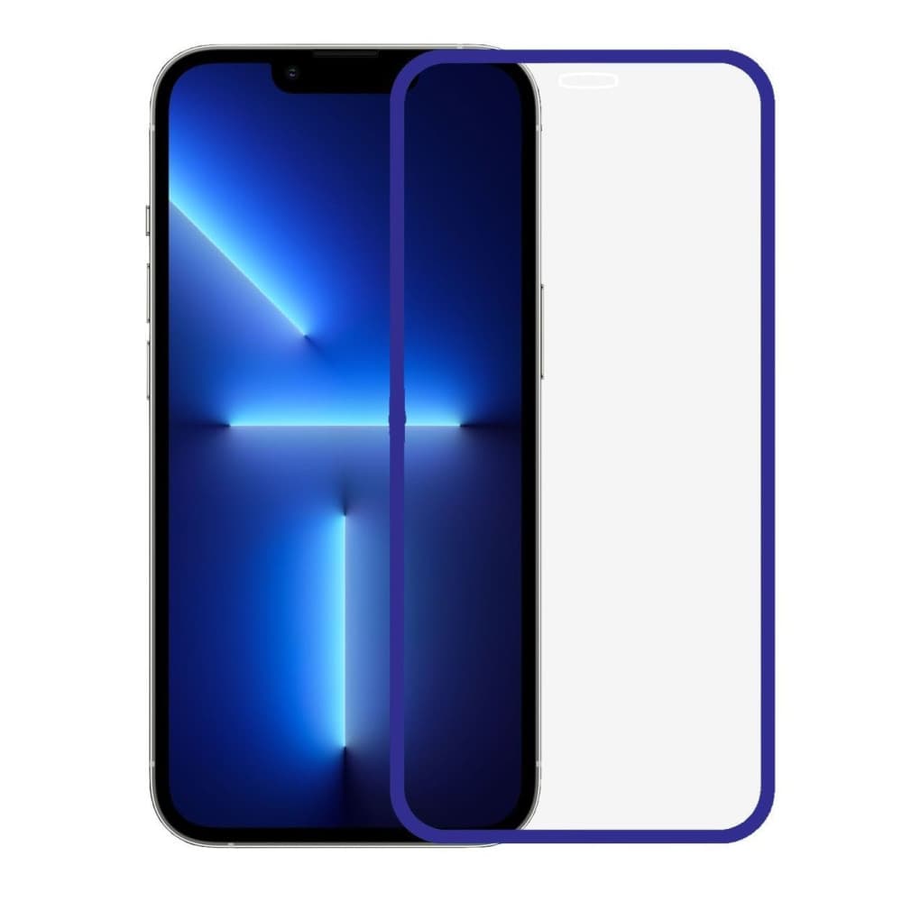Folie sticla Apple iPhone 15 Pro Max, Luminous HD, margine fluorescenta, albastra 1