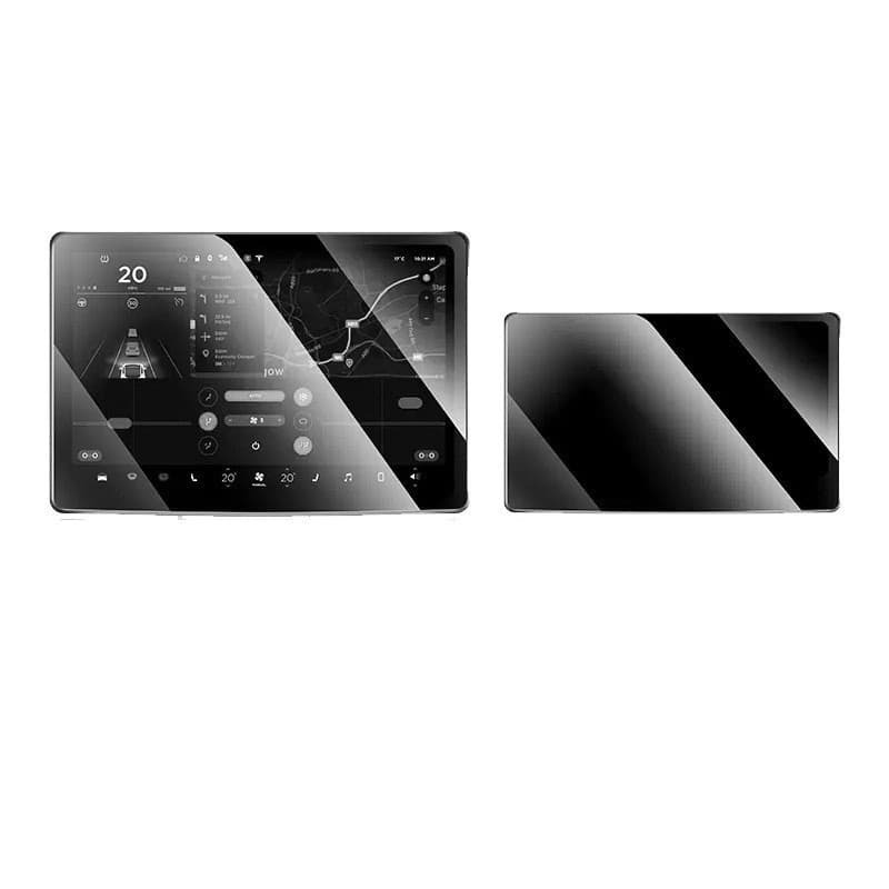 Set 2 folii sticla ecran frontal + spate Tesla Model 3 / Tesla Model Y, 4K Ultra HD, anti-amprenta, 2.5D, transparenta 1