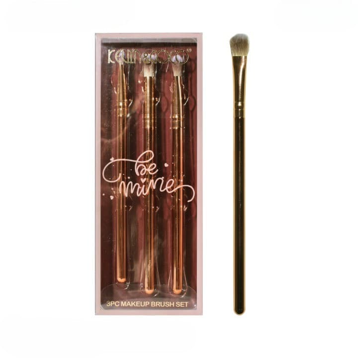 Set 3 Pensule de Machiaj, Portabile, pentru Fard de Ochi, din Par Sintetic Moale, Auriu, 16.5x6.5x1.6 cm 1