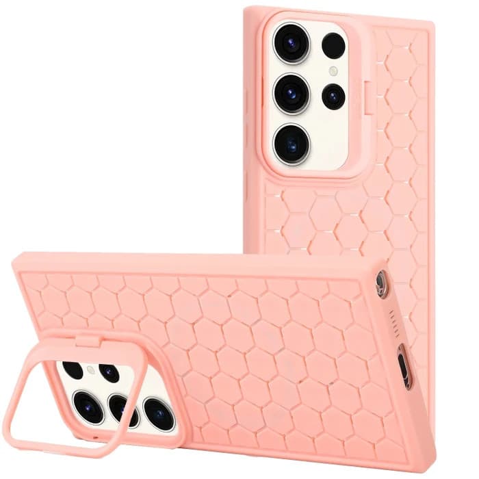 Husa Samsung Galaxy S23 Ultra, HoneyComb Bracket, functie stand, roz pal 1