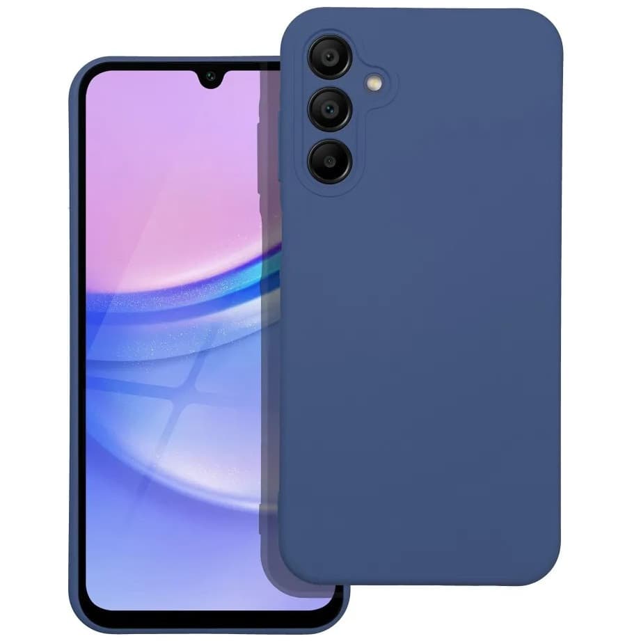 Husa Samsung Galaxy A15, Luxury Silicone, protectie camera, catifea in interior, albastru inchis 1
