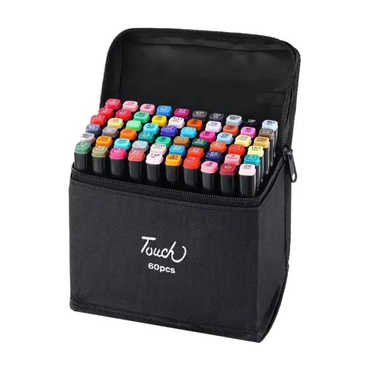Set 60 markere cu doua capete Touch, suport si geanta depozitare incluse 1