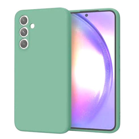 Husa Samsung Galaxy A55, Luxury Silicone, protectie camera, catifea in interior, verde deschis 1