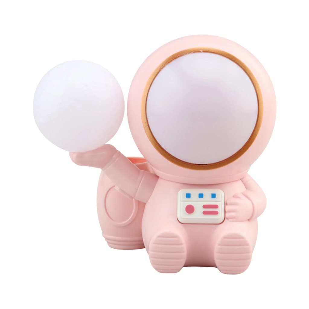 Lampa LED 2 in 1, cu ascutitoare si suport creioane, astronaut roz 1