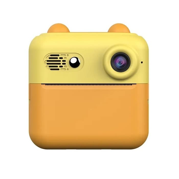 Aparat foto, camera video Full HD pentru copii IDK-A22, imprimanta termica incorporata, portocaliu/galben 1