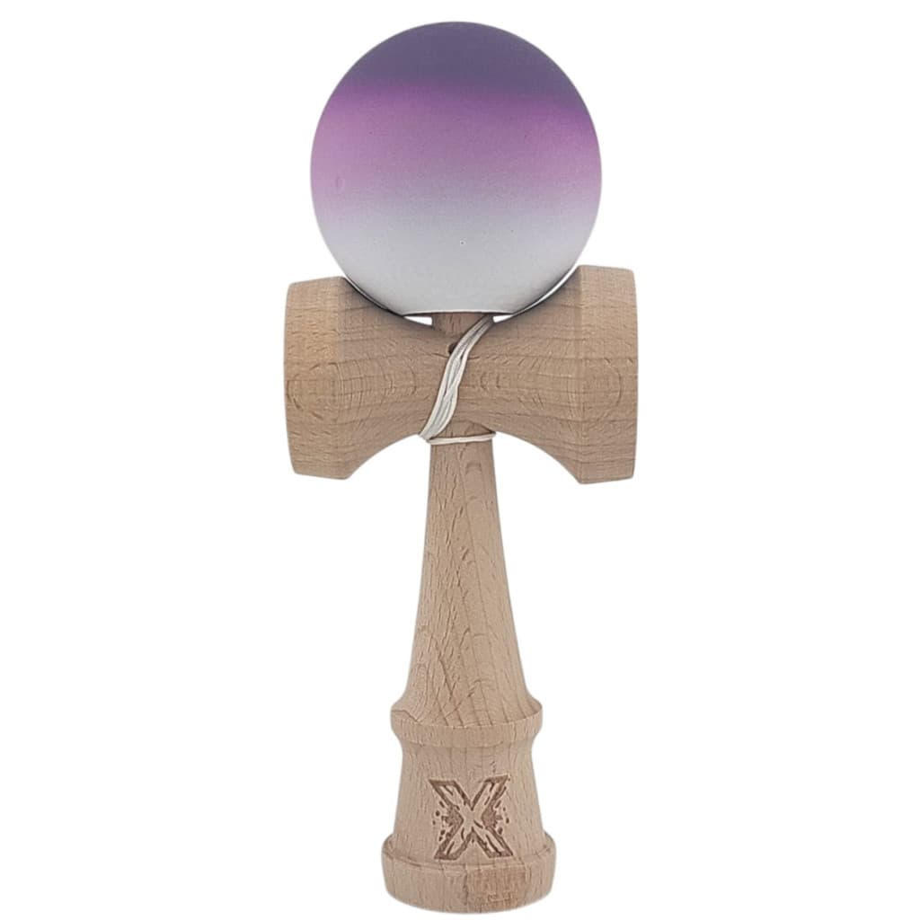 Jucarie lemn Kendama X, originala, profesionala, Rubber Grip, negru/mov/alb 1