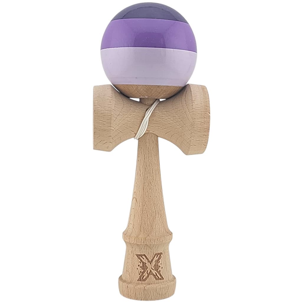 Jucarie lemn Kendama X, originala, profesionala, Super Sticky, 18 cm, mov/lila 1