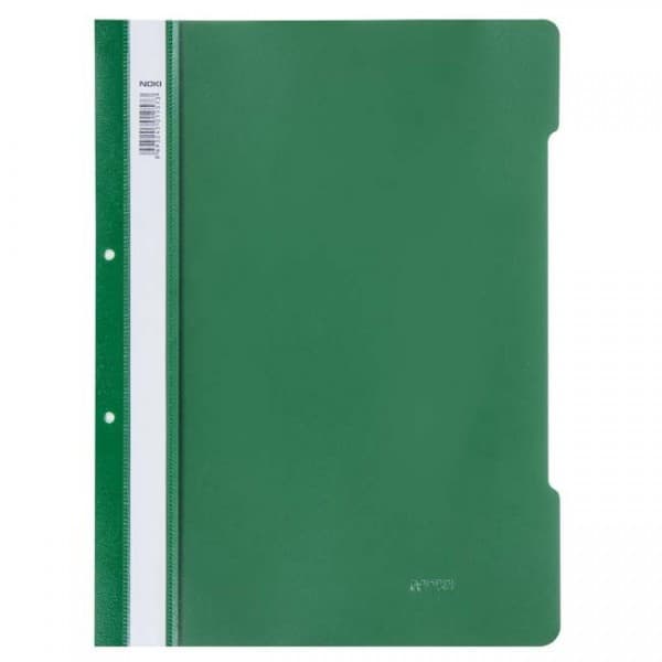 Dosar cu sina Noki, plastic,  2 perforatii pentru arhivare, eticheta interschimbabila pe cotor, verde 1