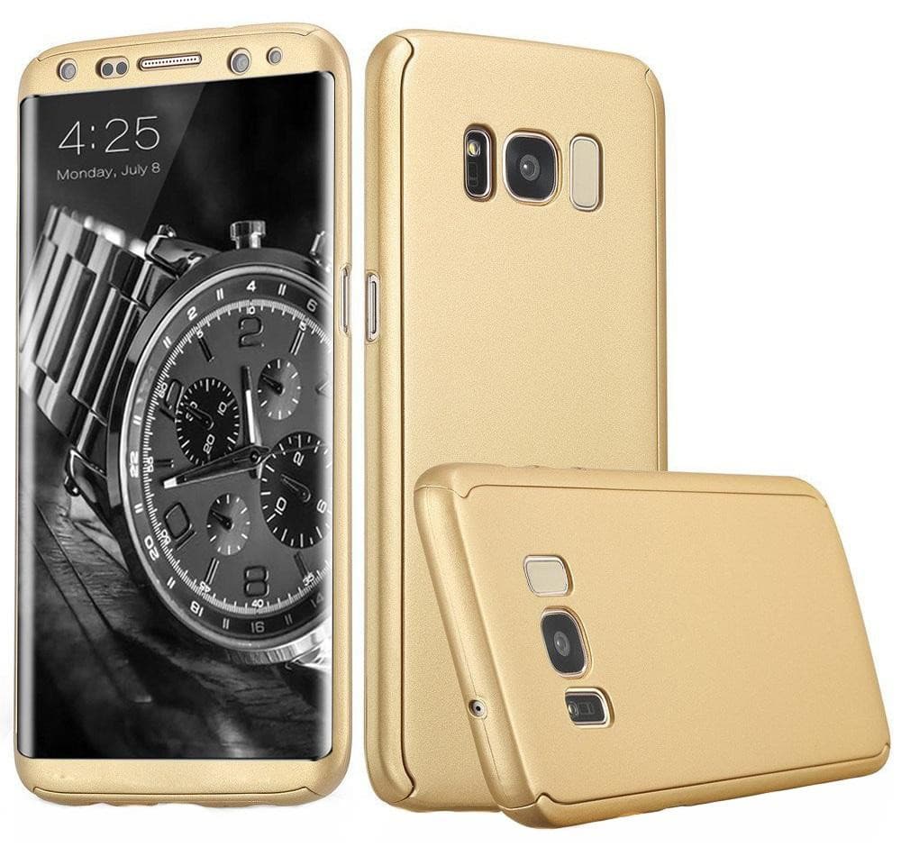 Husă Full Cover 360° pentru Samsung Galaxy S8 (față + spate + folie PET), aurie 1