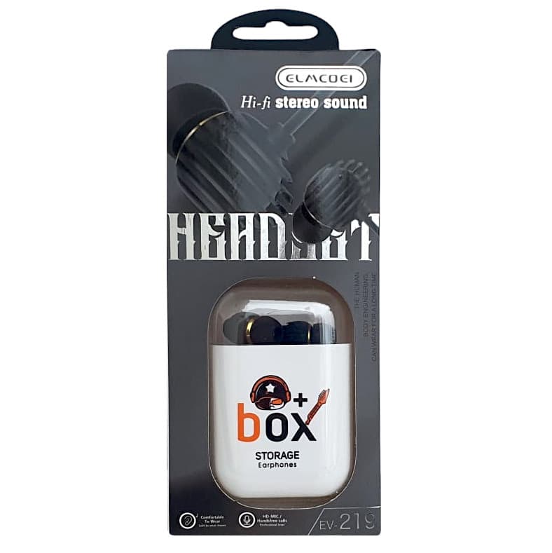 Casti audio cu microfon EV-219, conector jack 3.5 mm, cablu 1.2 m, cutie depozitare, negre 1