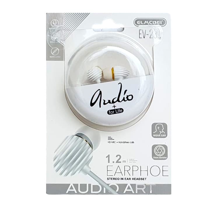Casti audio cu microfon EV-230, conector jack 3.5 mm, cablu 1.2 m, cutie depozitare, albe 1