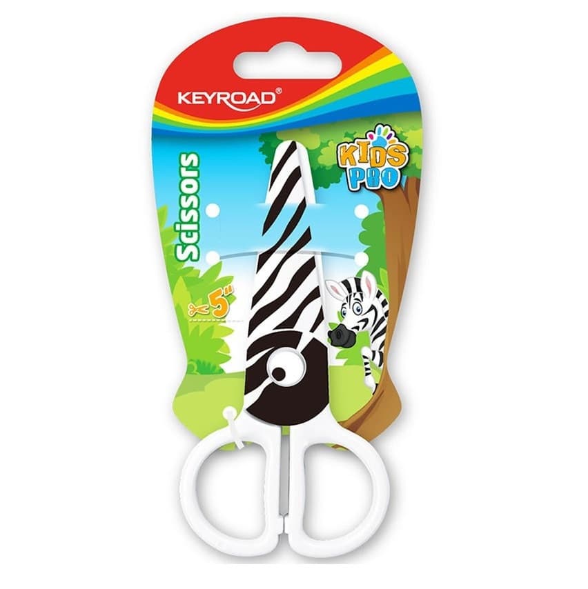 Foarfeca Keyroad Kids Pro KR971402, 13.0cm, plastic, prescolari, zebra, blister 1