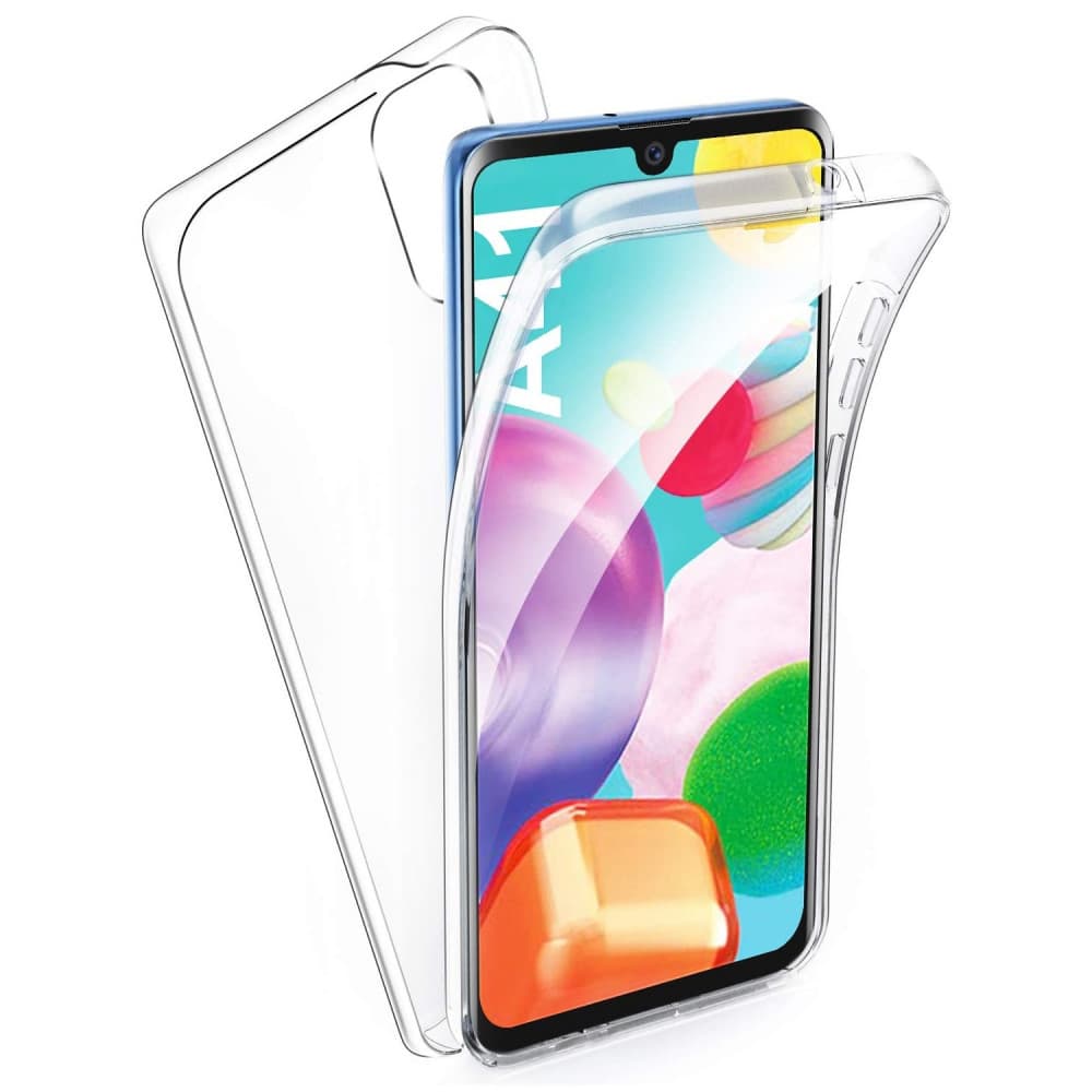 Husa protectie Samsung Galaxy A41 (fata + spate) Fully PC & PET 360°, transparenta 1