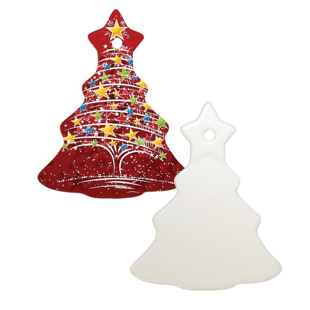 Ornament de Craciun personalizabil pe ambele fete, bradut din ceramica, 9.2 x 7 cm 1